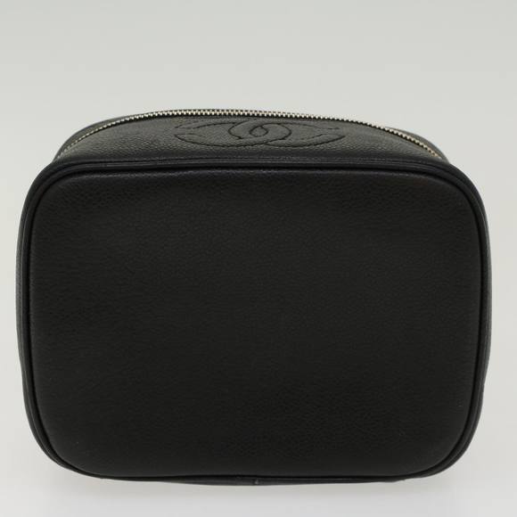 CHANEL Vanity Cosmetic Pouch Caviar Skin Black CC Auth bs6497 - Picture 9 of 16